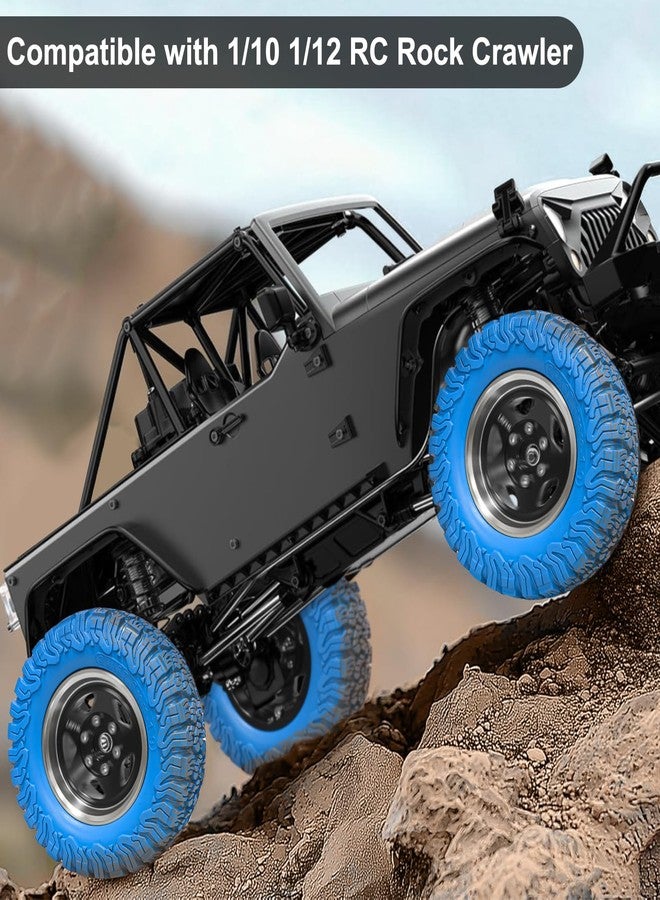 LRFHL 1.9 Crawler Tires Soft Rubber 90 * 37.5mm Colored Tires High Grip RC Rock Terrain Tyre with Foam Insert Compatible with 1/12 MJX HYPER GO H12Y H12P MN128 1/10 Axial D90 (4PCS, Blue) - Image 2